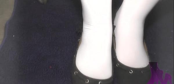  White stockings and worn-out flats